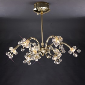 Octavia French Gold Crystal Ceiling Lights Diyas Multi Arm Crystal Fittings Octavia French Gold Crystal Ceiling Lights Diyas Multi Arm Crystal Fittings